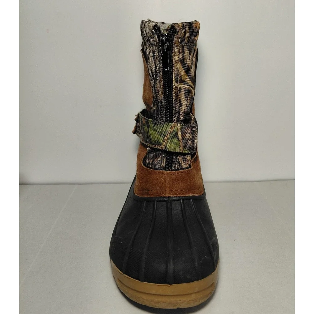 Ozark Trail Youth Size 4 Boots Waterproof Snow Rain Camo Zip Up Strap NO LINER